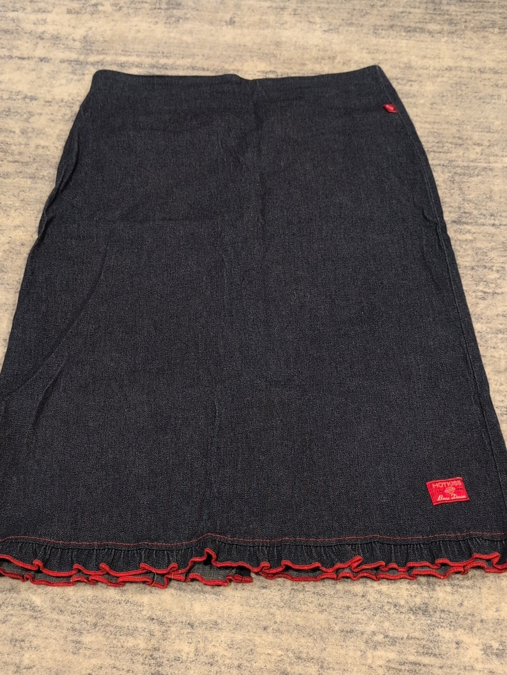 Hot Kiss Dark Denim Skirt with Red Trim